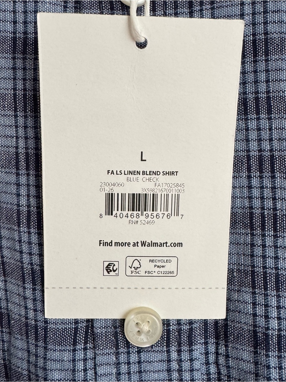 Free Assembly Men’s Linen Blend Plaid Button Down Shirt L Blue Relaxed Fit - Picture 7 of 16